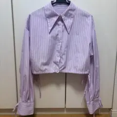 シャツ ストライプ パープル