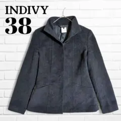 【訳あり】インディヴィ ウール100％ ステンカラージャケット アウター M 黒