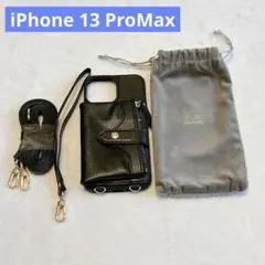 iPhone 13 ProMax スマホケース ショルダー 肩掛け ブラック