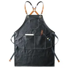 【春セール】オシャレ PUレザー 黒 エプロン 水回りの仕事 軽量 撥水 収納のサムネイル