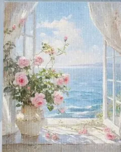 ダイヤモンドアート　花　窓　海　風景　キット　ビーズアート　空　景色のサムネイル