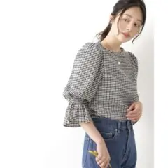 NATURAL BEAUTY BASIC☆シャーリングカットソー