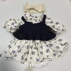 美品petit main 花柄ロンパース 70