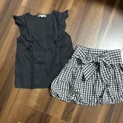グローバルワークフリルブラウス&オリンカリバルーンスカート