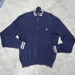 ポロ・ラルフローレン ネイビー ハーフジップニット M