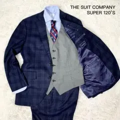 【美品】 ザスーツカンパニー セットアップスーツ ベスト付 高級生地 120'S