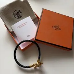 美品】HERMES ブレスレット グレナン レザー 編み込み ブラウン系