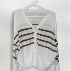 シアーボーダーカーディガン ドルマン 薄手 ゆったり 羽織り JaVa S
