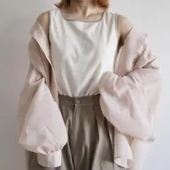 しまむら Helm×nukoコラボ カップ付きリブタンクトップ M ぬこ 淡色