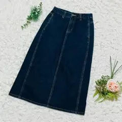 【Dazy】 ❣️デニムフレアスカート❣️縦ライン ポケット スリット 紺 S