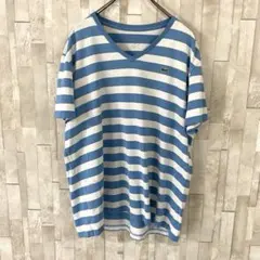 LACOSTE ラコステ ボーダー Vネック Tシャツ XLサイズのサムネイル