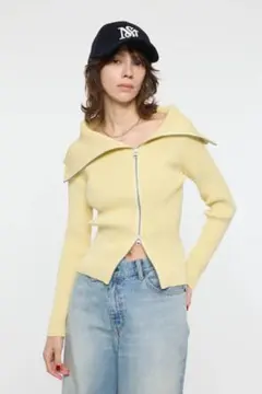 moussy マウジー　BIG COLLAR ZIP UP ニットトップス