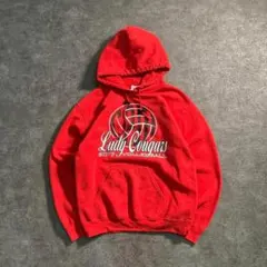 6as3【GILDAN】2017 バレーボールプリント　パーカー　赤古着