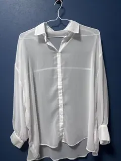 ホワイト シースルー 長袖シャツ M