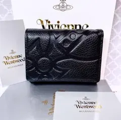 【魅力的☆ショッパー付】オーブ ヴィヴィアン・ウエストウッド 三つ折財布 黒