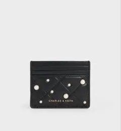 Janie ジェイニー パールエンベリッシュドキルトカードホルダー - ブラック