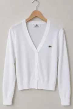 LACOSTE ラコステ Vネック カーディガン ホワイト
