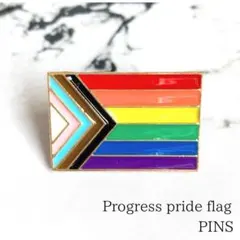 プログレス プライド フラッグ 四角 ピンバッジ ピンズ ブローチ LGBTQ