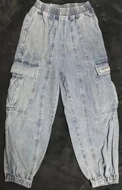 美品 お買い得！ ラブトキ カーゴパンツ デニム ブルー 140 中古品