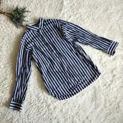 【UNIQLO】シャツ/M/ブルー/長袖/ストライプ/羽織り/カジュアル/青