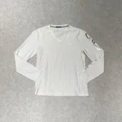 GAS L 白 y2k メタリック アームプリント ストレッチ vネック ロンTのサムネイル