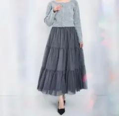 poláura ラメチュールティアードスカート