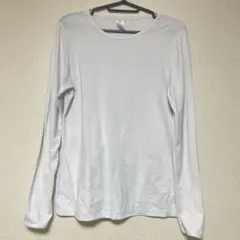 ロンT 長袖 Tシャツ ホワイト 【M】シンプル 無地 白　インナー　カットソー