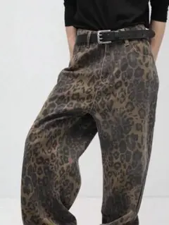 柄パンツ ワイドパンツ