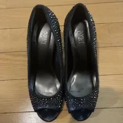 nouer オープントゥパンプス ビジュー 黒 23.5cmのサムネイル