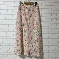 HANAI スカート フレアスカート 花柄 淡いピンク レトロ 古着のサムネイル