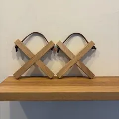 木製鍋敷き　天然木オーク材　自然オイル塗装仕上げ(小)サイズ2個セット商品