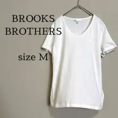 BROOKS BROTHERS Vネック Tシャツ ロゴ刺繍 白 M シンプルのサムネイル