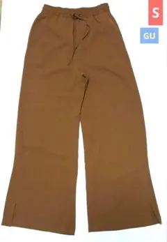 GU　ドローストリングイージーワイドパンツ　パンツ　レディース 　S　ブラウン