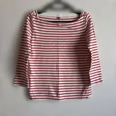 UNIQLO レディース　白赤ストライプ 五分袖Tシャツ M