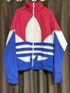 adidas ナイロンジャケット L ピンク/ホワイト/ブルー