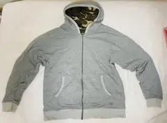 【古着】グレー フード付きパーカー(リバーシブルタイプ)