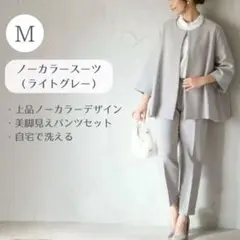 【未使用】ノーカラー スーツ M ライトグレー 卒業 入学 セレモニー ビジネス