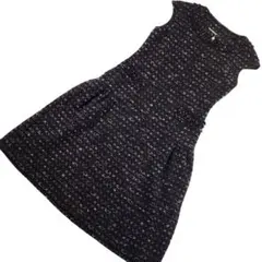 【 美品 】 ルネ　ノースリーブワンピース　ツイード　パール　フロントファスナー