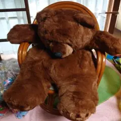 くま、 ぬいぐるみ 大型 自宅保管・美品 体長・80cm 横幅・70cm