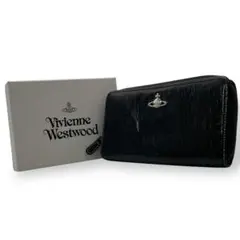 Vivienne Westwood 長財布 ラウンドファスナー オーブ型押し 黒
