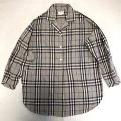90s オールドバーバリー　オープンカラー　ハーフボタン　グリーン　ノバチェック