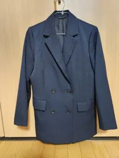 guネイビー ダブルブレスト テーラードジャケット