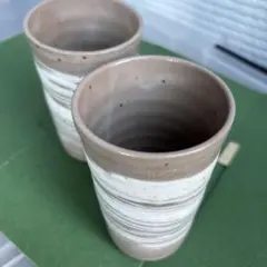 陶器製 湯呑み 2客セット 和食器