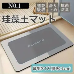 【薄型】珪藻土 バスマット 高吸水性 滑り止め 速乾 シンプル グレー NO.1のサムネイル