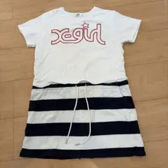 x-girl 半袖ワンピース ホワイト/ネイビー