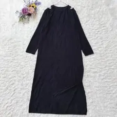新品＊FRIFUL＊シーイン　肩開き　リブニット　ロングワンピース　黒　XL
