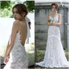 【値下げしました！】ドレスプロダクション　ホワイトレース　ウェディングドレス