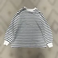 GU ストライプ 長袖Tシャツ ホワイト/ブラック