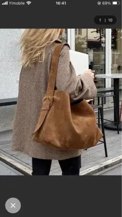 ブラウン スエードライク　ショルダーバッグ