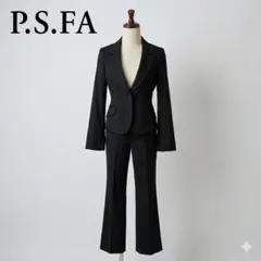 P.S.FA ラメピンストライプ パンツスーツ セットアップ ブラック フレア裾のサムネイル